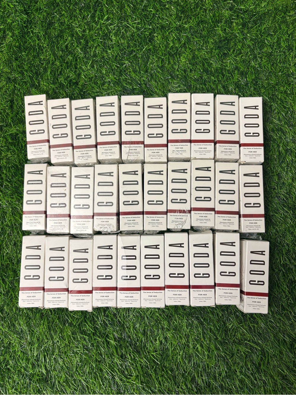 30 GODA Skincare Products - White and Burgundy Boxes (Lot)